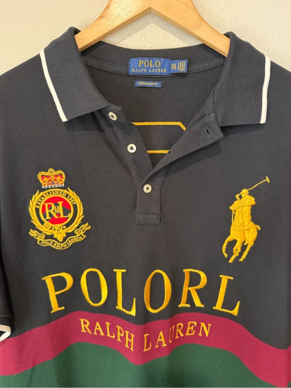 Ralph Lauren POLORL Big Pony Custom Slim Fit Colorblock Polo Shirt